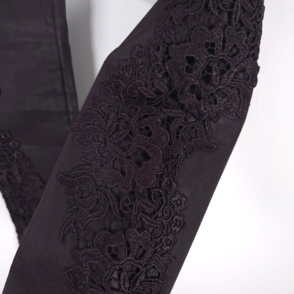Soft Surroundings Straight Leg Ankle Coated Pants Lace Appliqué Size 10 - Picture 11 of 14